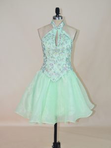 Sleeveless Lace Up Mini Length Beading Prom Party Dress