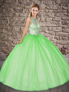 Discount Sleeveless Tulle Lace Up 15th Birthday Dress for Military Ball and Sweet 16 and Quinceanera