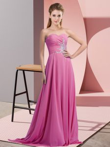 Stunning Lilac Sleeveless Beading Prom Evening Gown