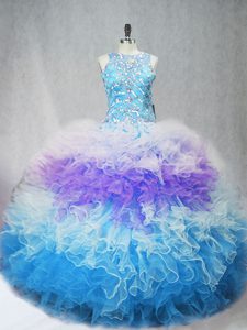 Fancy Multi-color Sleeveless Beading and Ruffles 15 Quinceanera Dress
