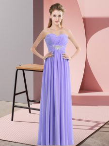 Colorful Floor Length Lavender Prom Evening Gown Chiffon Sleeveless Beading