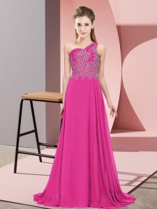 Sleeveless Side Zipper Floor Length Beading Prom Evening Gown