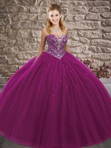Sleeveless Beading Lace Up 15th Birthday Dress