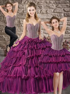 Smart Floor Length Dark Purple Quinceanera Dresses Sweetheart Sleeveless Lace Up