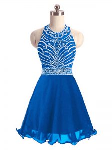 Decent Halter Top Sleeveless Chiffon Prom Gown Beading Lace Up