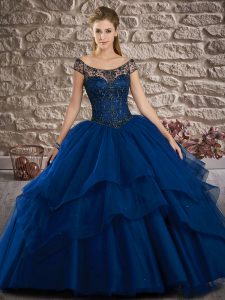 Exceptional Lace Up 15th Birthday Dress Royal Blue for Military Ball and Sweet 16 and Quinceanera with Lace and Ruffled 