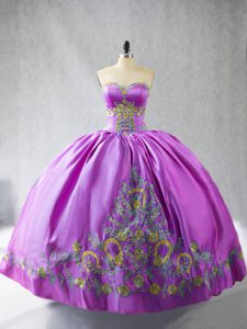 Edgy Satin Sleeveless Quinceanera Dress and Embroidery