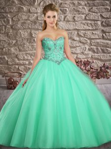 Clearance Sweetheart Sleeveless Tulle 15th Birthday Dress Beading Lace Up