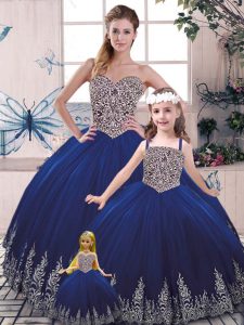 Fantastic Floor Length Ball Gowns Sleeveless Royal Blue Sweet 16 Quinceanera Dress Lace Up