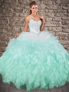 Top Selling Multi-color Ball Gowns Beading and Ruffles Sweet 16 Dresses Lace Up Organza Sleeveless