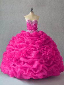 Flare Floor Length Fuchsia Quinceanera Dresses Sweetheart Sleeveless Lace Up