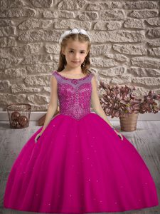 Inexpensive Sleeveless Beading Lace Up Child Pageant Dress