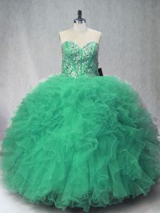 Noble Floor Length Ball Gowns Sleeveless Green Sweet 16 Quinceanera Dress Lace Up