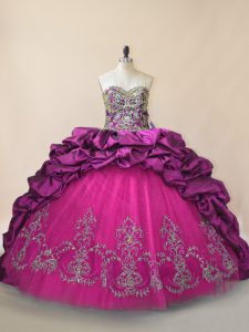 Most Popular Lace Up Sweet 16 Dress Purple for Sweet 16 and Quinceanera with Beading and Pick Ups Brush Train