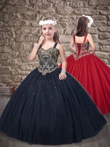 Stylish Sleeveless Sweep Train Beading Lace Up Pageant Gowns For Girls