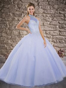 Hot Selling Lace Up Vestidos de Quinceanera Lavender for Military Ball and Sweet 16 and Quinceanera with Beading Brush T