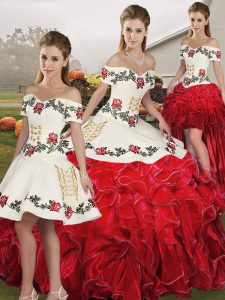 Sweet Organza Sleeveless Floor Length 15 Quinceanera Dress and Embroidery and Ruffles