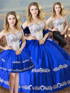 Sleeveless Lace Up Floor Length Beading and Embroidery 15 Quinceanera Dress