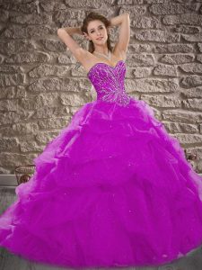 New Style Lace Up Quinceanera Dresses Purple for Military Ball and Sweet 16 and Quinceanera with Beading and Pick Ups Br