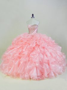 Organza Sleeveless Quinceanera Gown and Beading and Ruffles