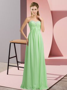 Delicate Apple Green Empire Chiffon Sweetheart Sleeveless Beading Floor Length Lace Up Prom Evening Gown