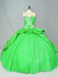 Vintage Sleeveless Brush Train Lace Up Embroidery Sweet 16 Quinceanera Dress