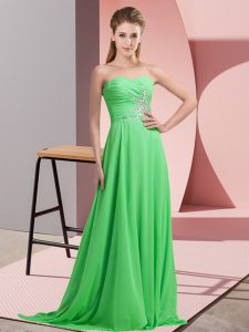 Low Price Beading and Ruching Homecoming Dress Lace Up Sleeveless Floor Length