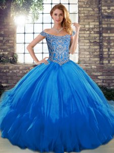 Top Selling Tulle Sleeveless Floor Length Vestidos de Quinceanera and Beading and Ruffles