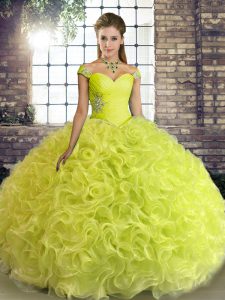 Dramatic Sleeveless Lace Up Floor Length Beading Ball Gown Prom Dress
