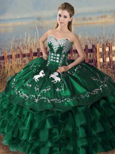 Designer Organza Sleeveless Floor Length Quinceanera Gowns and Embroidery and Ruffles