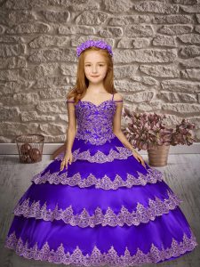Perfect Sleeveless Appliques and Ruffled Layers Lace Up Pageant Dress Toddler