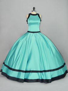 Floor Length Ball Gowns Sleeveless Aqua Blue Ball Gown Prom Dress Zipper