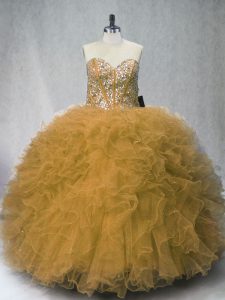 Fashionable Sleeveless Beading and Ruffles Lace Up Sweet 16 Quinceanera Dress
