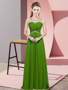 Noble Scoop Sleeveless Backless Red Carpet Prom Dress Green Chiffon