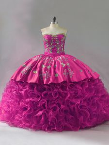 Fabric With Rolling Flowers Sleeveless Floor Length Ball Gown Prom Dress and Embroidery and Ruffles