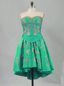 Turquoise Sweetheart Lace Up Embroidery Prom Gown Sleeveless