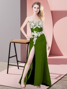 Olive Green Sleeveless Chiffon Zipper Prom Party Dress for Prom and Party and Military Ball
