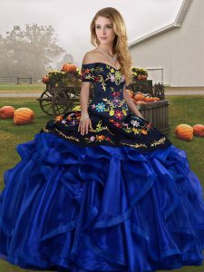 Sleeveless Embroidery and Ruffles Lace Up Sweet 16 Dress