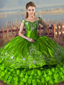 Fantastic Floor Length Ball Gowns Sleeveless Green Quinceanera Gowns Lace Up