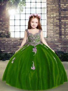 Amazing Ball Gowns Little Girls Pageant Gowns Purple Straps Tulle Sleeveless Floor Length Lace Up