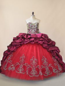 Artistic Fuchsia Sweet 16 Dresses Sweet 16 and Quinceanera with Beading and Pick Ups Sweetheart Sleeveless Brush Train L