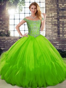 New Arrival Sleeveless Tulle Lace Up Sweet 16 Quinceanera Dress for Military Ball and Sweet 16 and Quinceanera