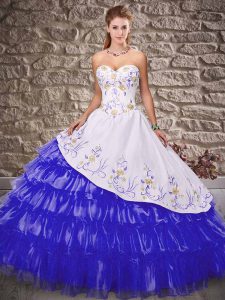 Dazzling Sleeveless Embroidery and Ruffled Layers Lace Up Sweet 16 Quinceanera Dress