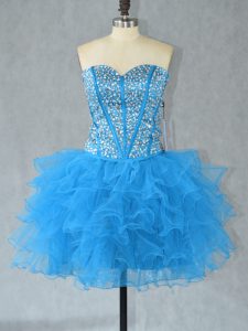 Custom Design Mini Length Aqua Blue Party Dress Sweetheart Sleeveless Lace Up
