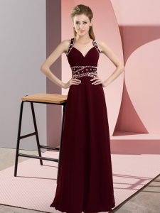 Fashion Chiffon Sleeveless Floor Length Homecoming Dress Online and Beading