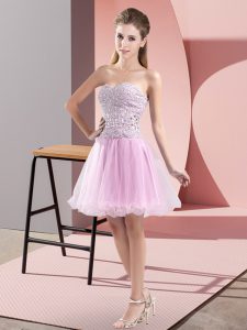 Excellent Lilac Prom Evening Gown Prom and Party with Beading Sweetheart Sleeveless Zipper