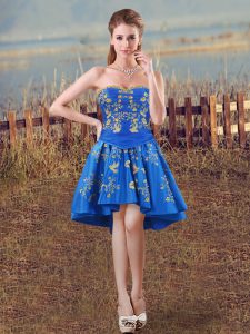 Discount High Low A-line Sleeveless Royal Blue Prom Gown Lace Up