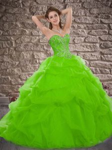 Quinceanera Gown Sweetheart Sleeveless Brush Train Lace Up