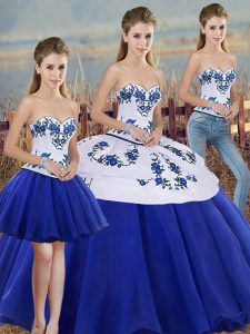 Flare Floor Length Royal Blue Vestidos de Quinceanera Sweetheart Sleeveless Lace Up