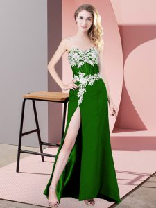 Green Sleeveless Chiffon Zipper Prom Dress for Prom and Party and Military Ball